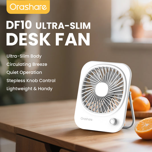 Orashare DF10 Portable Rechargeable Desk Fan with 2000mAh Battery