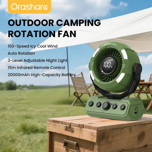 Orashare DF09 20000mAh Rechargeable Camping Fan
