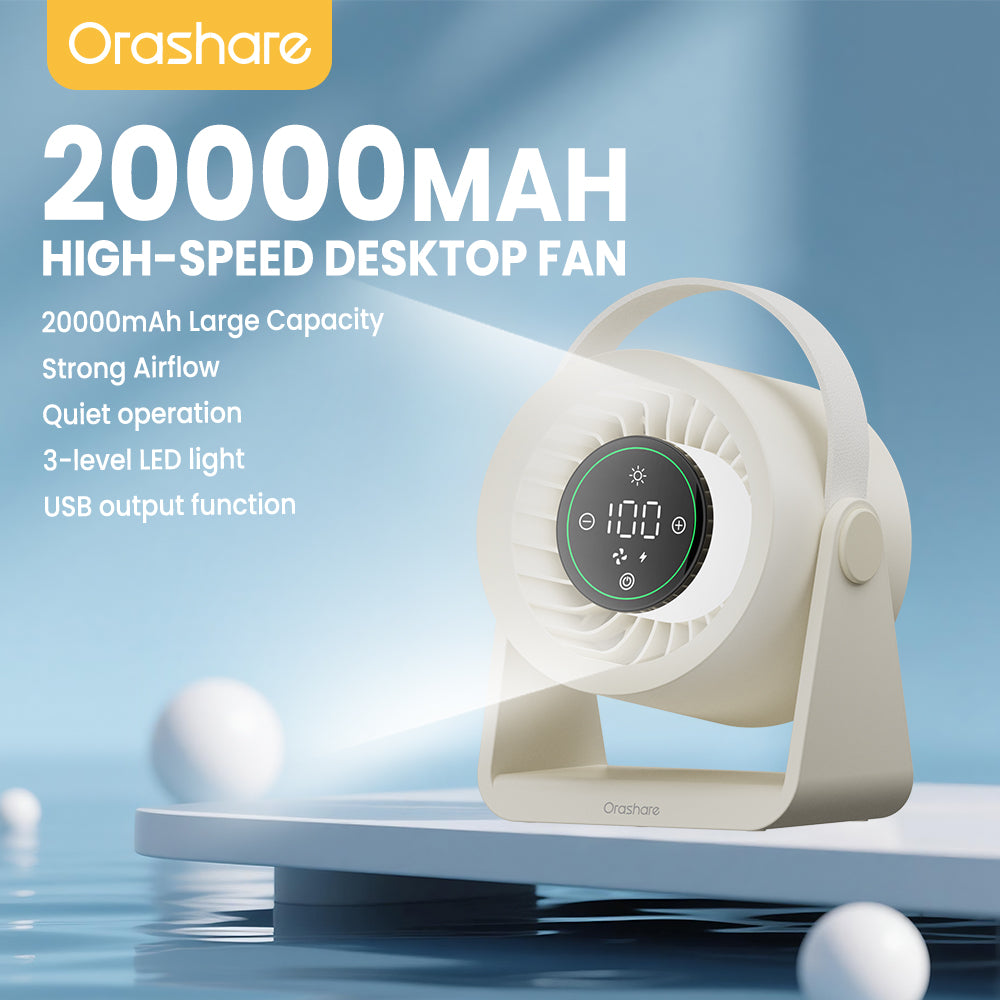 Orashare DF03L Max 20,000mAh High-Speed Desk Fan