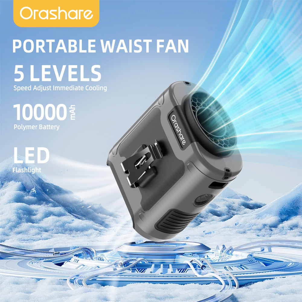 Orashare K50 Portable Waist Fan – Powerful Cooling, Hands-Free Comfort