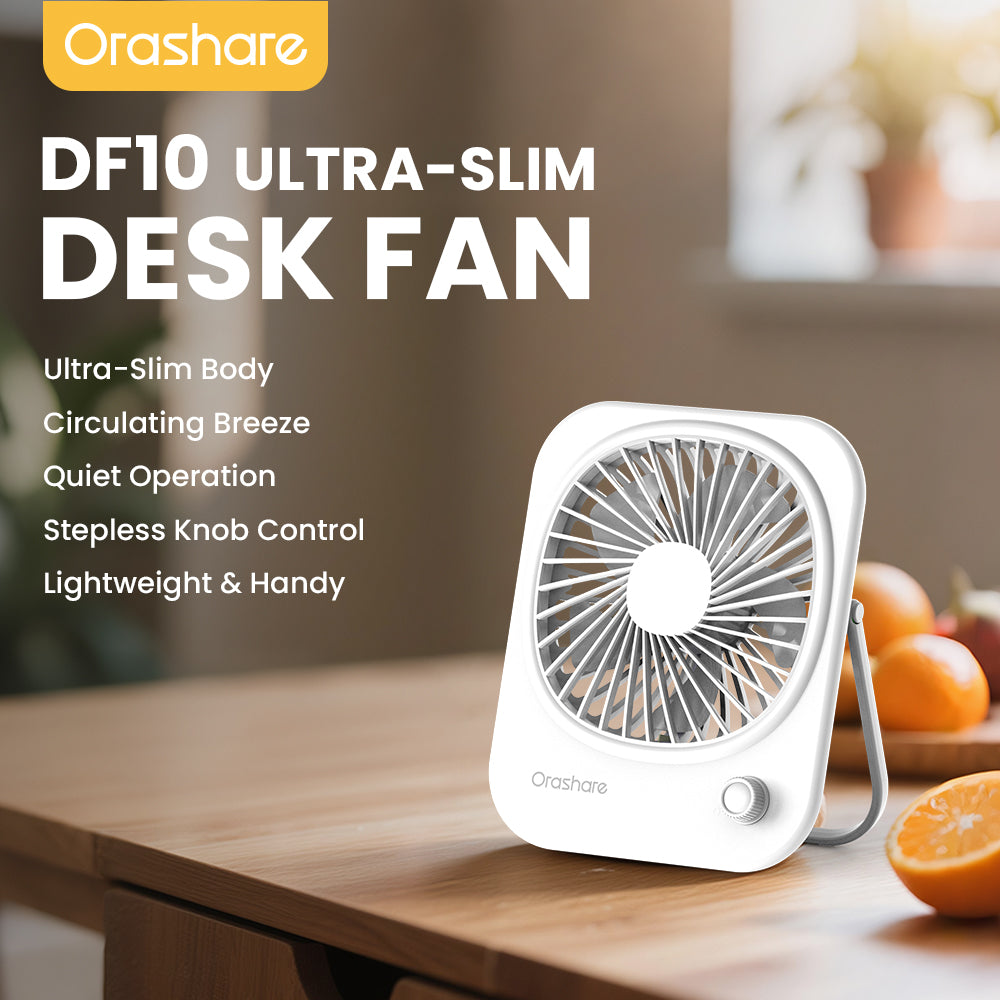 Orashare DF10 Portable Rechargeable Desk Fan with 2000mAh Battery