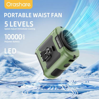 Orashare K50 Portable Waist Fan – Powerful Cooling, Hands-Free Comfort