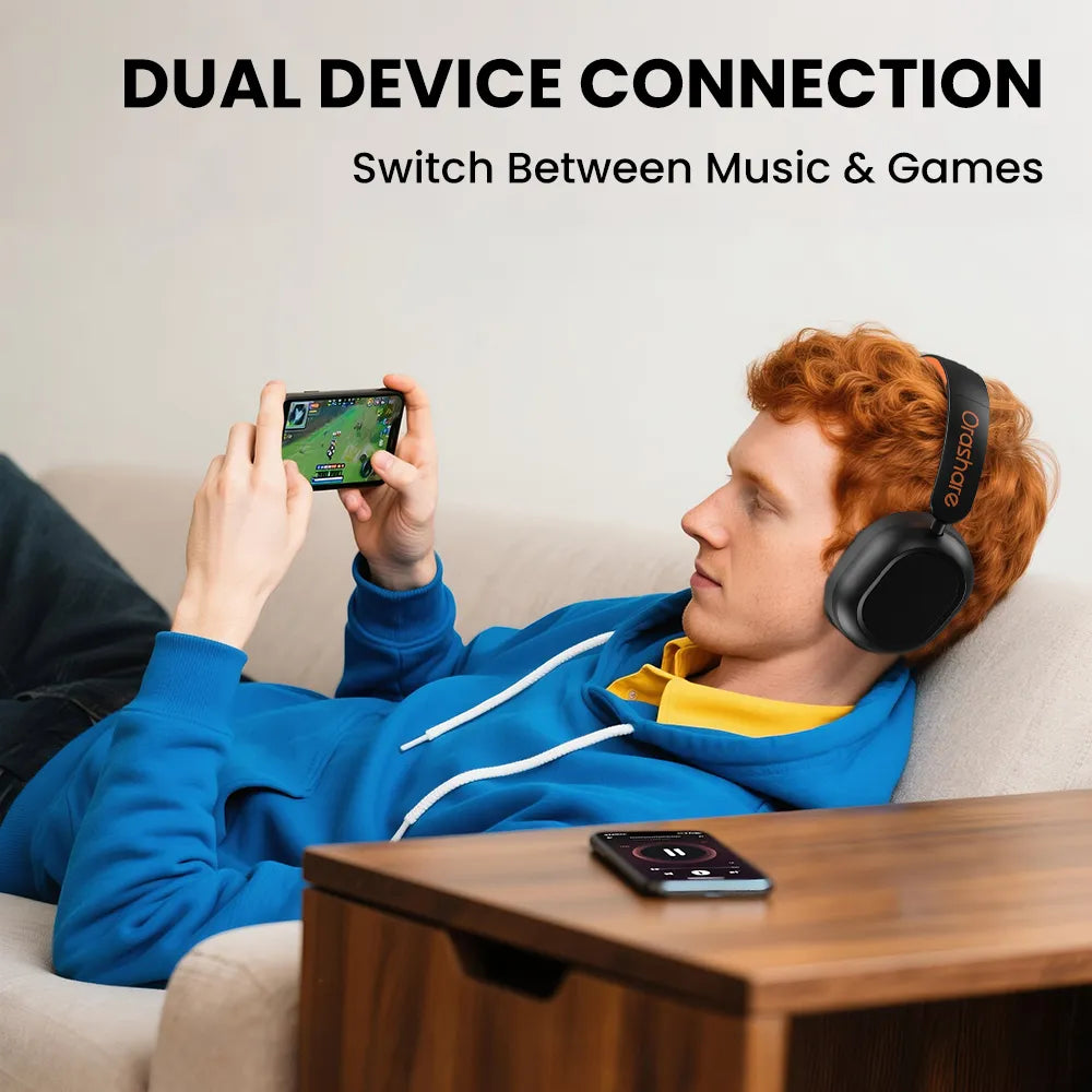 Orashare HS05 Wireless Bluetooth Headphones | 17H Playtime • Hi-Fi Bass • Bluetooth 5.4 • Foldable
