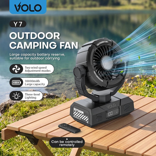 VOLO Y7 10000mAh Outdoor Camping Fan with LED Light