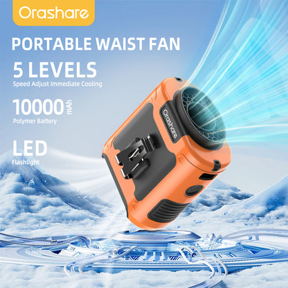 Orashare K50 Portable Waist Fan – Powerful Cooling, Hands-Free Comfort