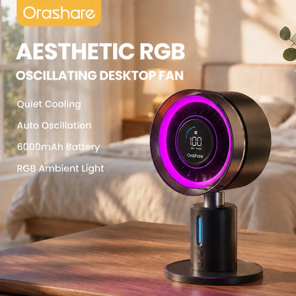 Orashare DF21 6000mAh Rechargeable Desk Fan
