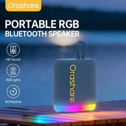 Orashare BS01 Max Portable Bluetooth 5.3 Speaker, RGB Light Wireless Subwoofer with 1500mAh Battery, 8H Playtime, TWS Pairing & Type-C Charging