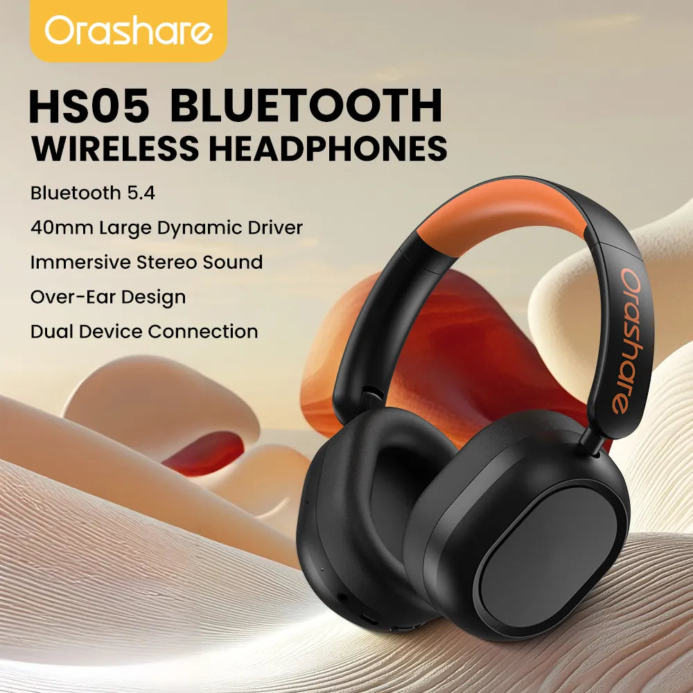 Orashare HS05 Wireless Bluetooth Headphones | 17H Playtime • Hi-Fi Bass • Bluetooth 5.4 • Foldable