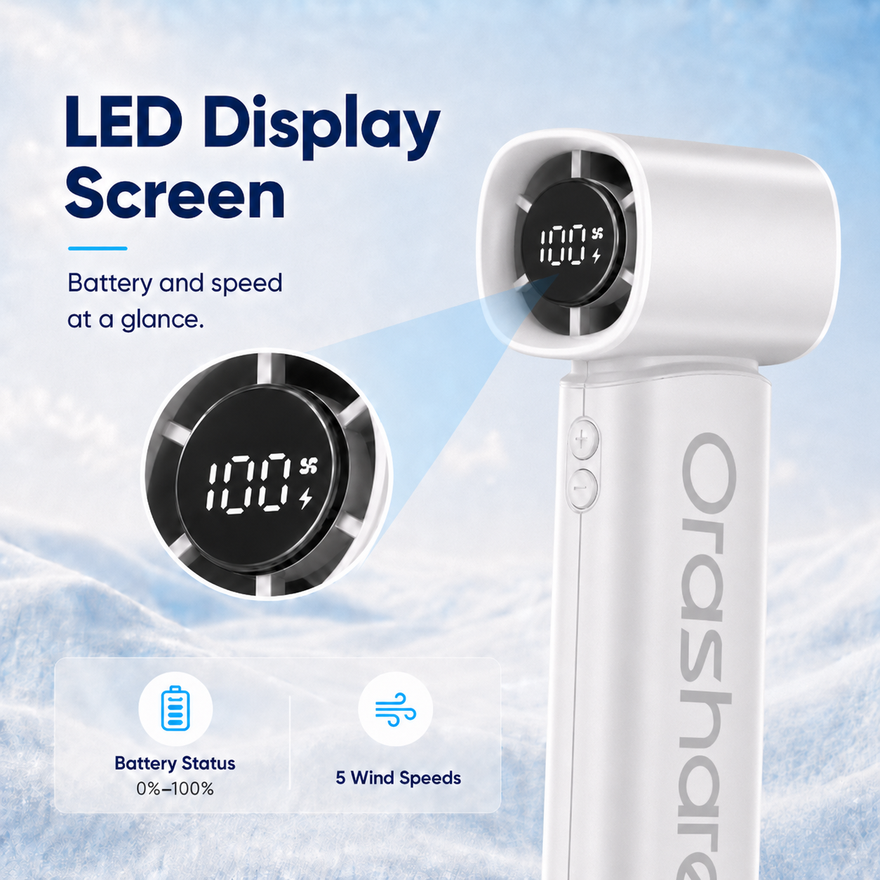 Orashare HF17 Handheld Mini Fan – Strong Wind, Compact Size, Long Battery Life