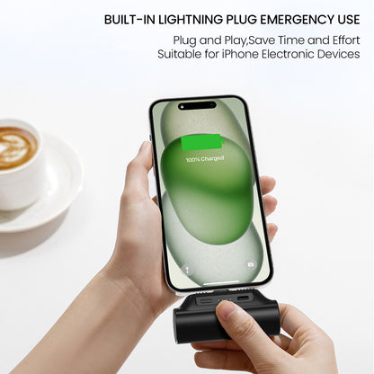 Orashare PNC03 3000mAh Mini Capsule Power Bank, Portable Plug-in Emergency Charger with Type-C or iP Connector
