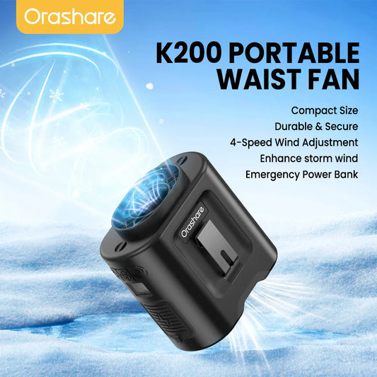 Orashare K200 Portable Waist Fan with Power Bank & LED Light