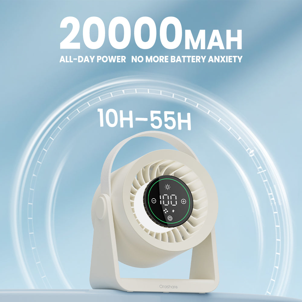 Orashare DF03L Max 20,000mAh High-Speed Desk Fan