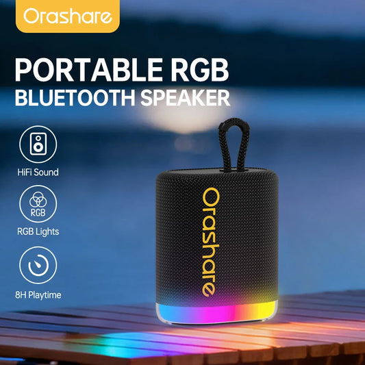 Orashare BS01 Max Portable Bluetooth 5.3 Speaker, RGB Light Wireless Subwoofer with 1500mAh Battery, 8H Playtime, TWS Pairing & Type-C Charging