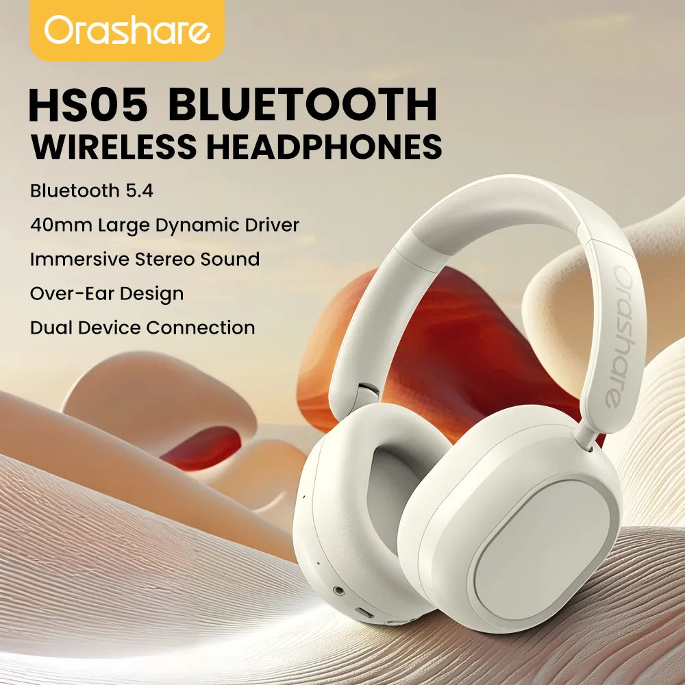 Orashare HS05 Wireless Bluetooth Headphones | 17H Playtime • Hi-Fi Bass • Bluetooth 5.4 • Foldable