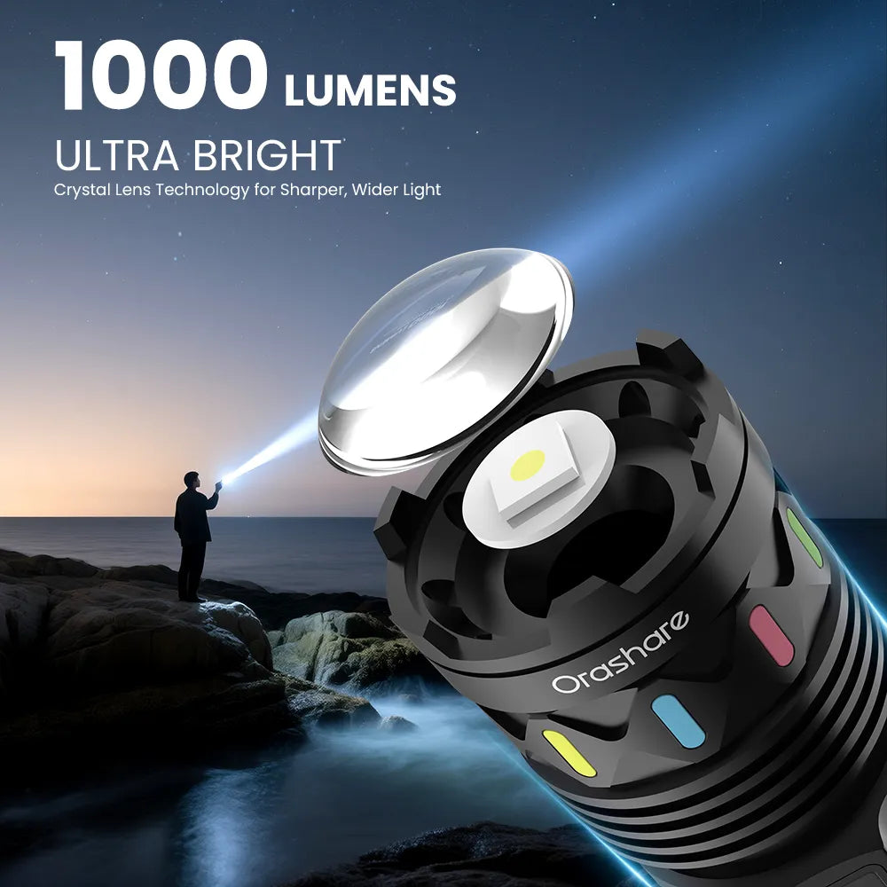 Orashare OL16 Rechargeable Emergency Flashlight – 1000 Lumens