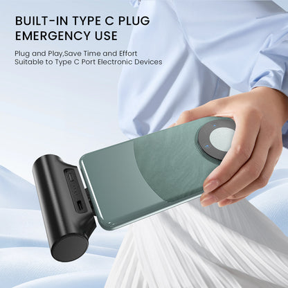 Orashare PNC03 3000mAh Mini Capsule Power Bank, Portable Plug-in Emergency Charger with Type-C or iP Connector