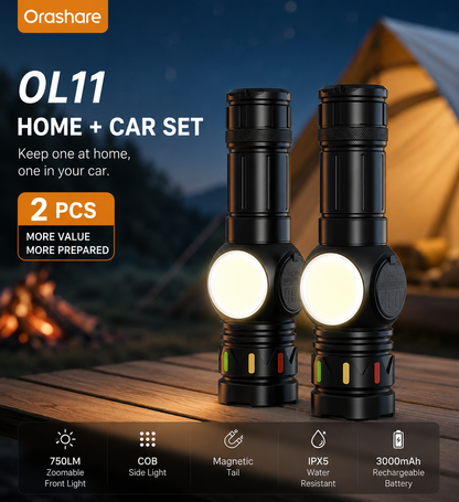 Orashare OL11 3000mAh Rechargeable Zoomable LED Flashlight