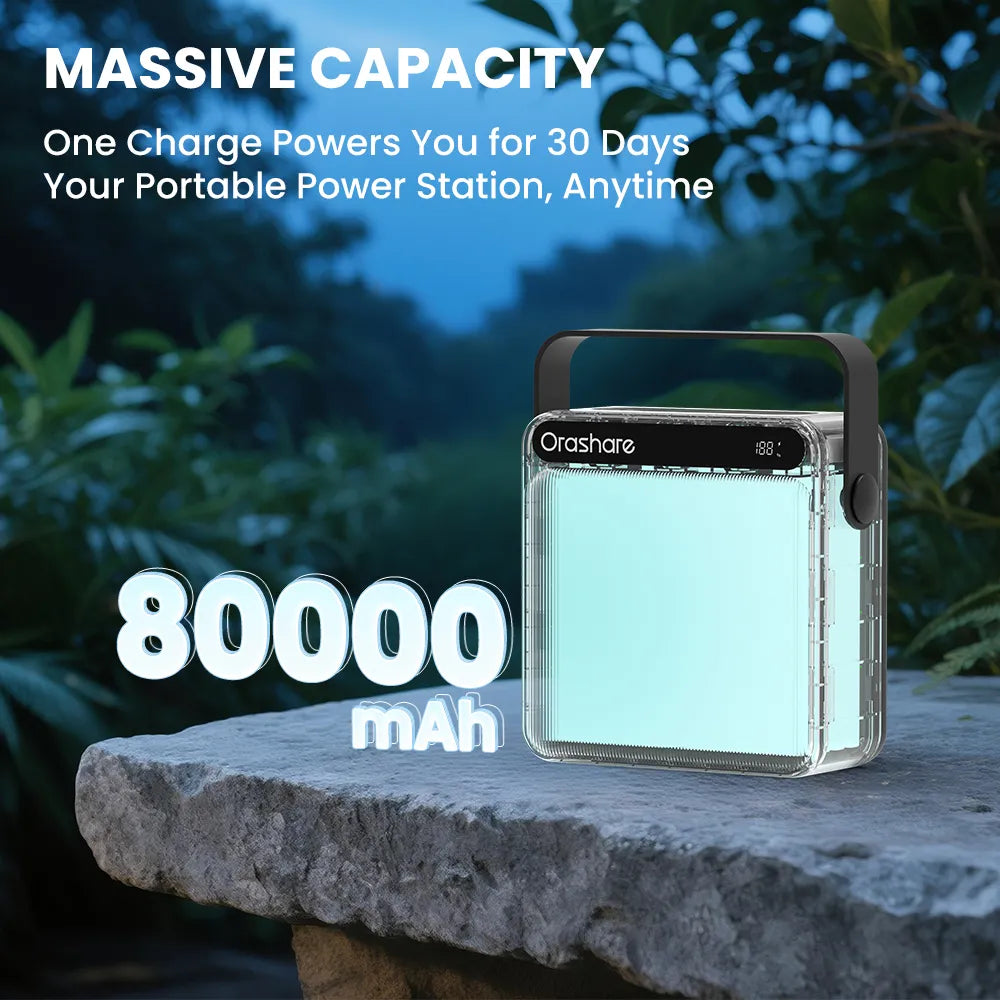 Orashare OL80 Pro 80,000mAh Power Bank with LED Light