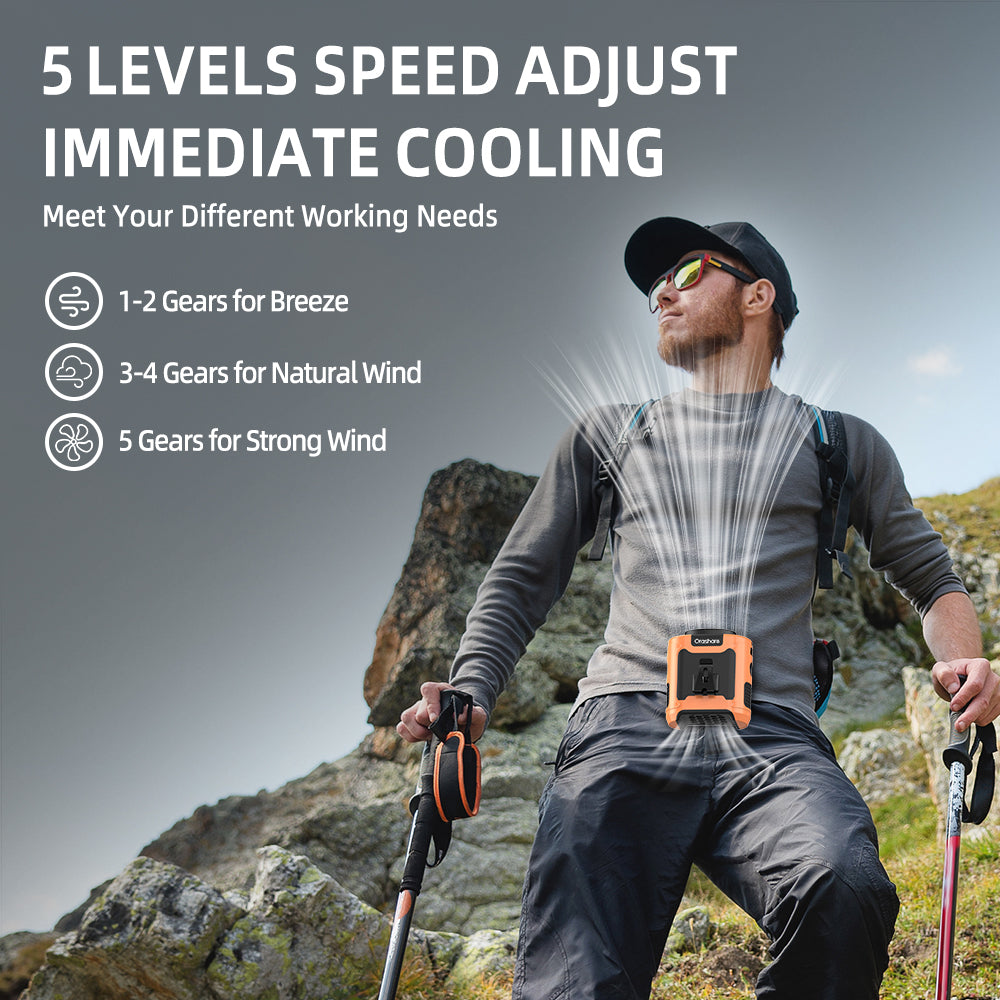 Orashare K50 Portable Waist Fan – Powerful Cooling, Hands-Free Comfort