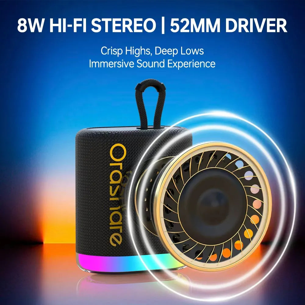 Orashare BS01 Max Portable Bluetooth 5.3 Speaker, RGB Light Wireless Subwoofer with 1500mAh Battery, 8H Playtime, TWS Pairing & Type-C Charging