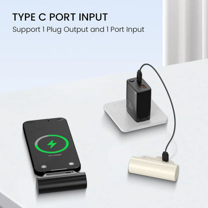 Orashare PNC03 3000mAh Mini Capsule Power Bank, Portable Plug-in Emergency Charger with Type-C or iP Connector