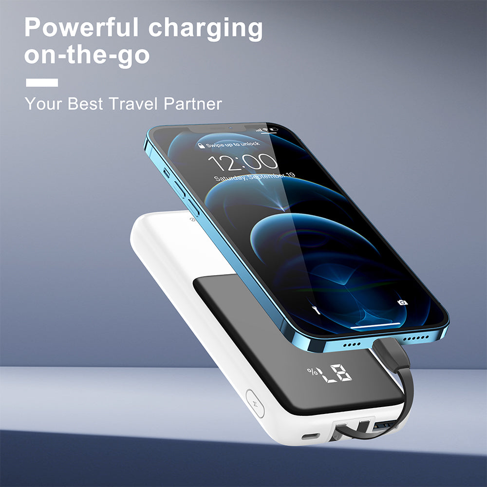 Orashare OH10 10000mAh Slim Power Bank with Built-in Cables