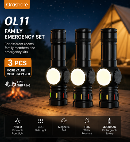 Orashare OL11 3000mAh Rechargeable Zoomable LED Flashlight