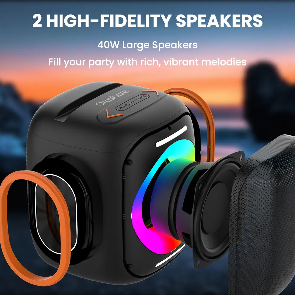 Orashare BSH03 40W Karaoke Bluetooth Speaker with Dual Wireless Microphones