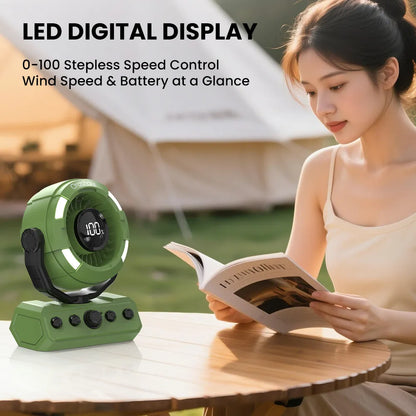 Orashare DF09 20000mAh Rechargeable Camping Fan with Remote, LED Light & 100-Speed Airflow