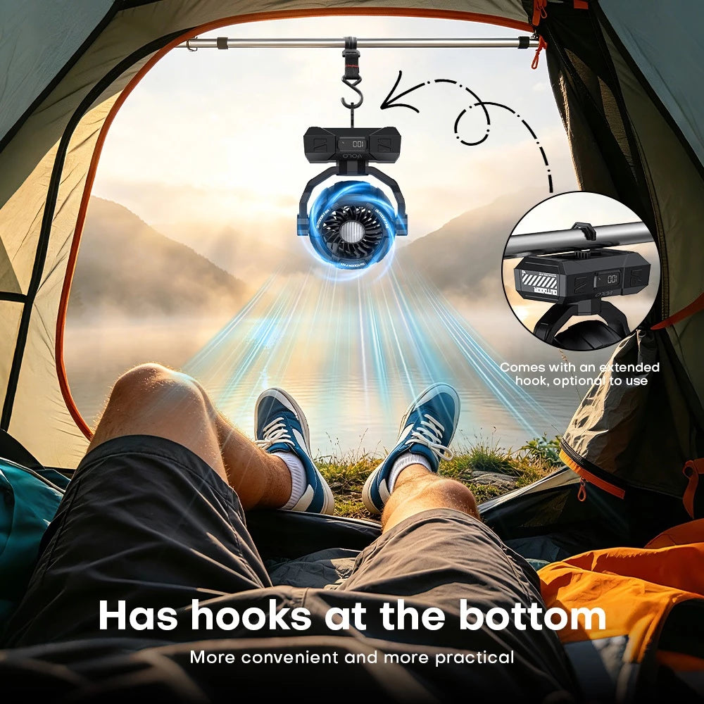 VOLO Y7 10000mAh Outdoor Camping Fan with LED Light