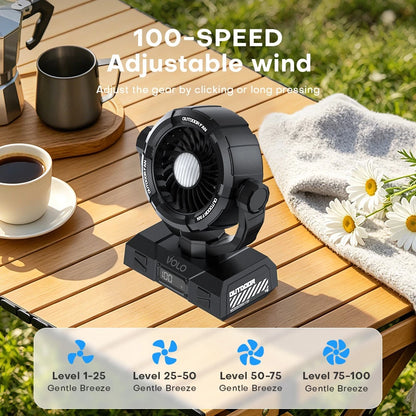 VOLO Y7 10000mAh Outdoor Camping Fan with LED Light