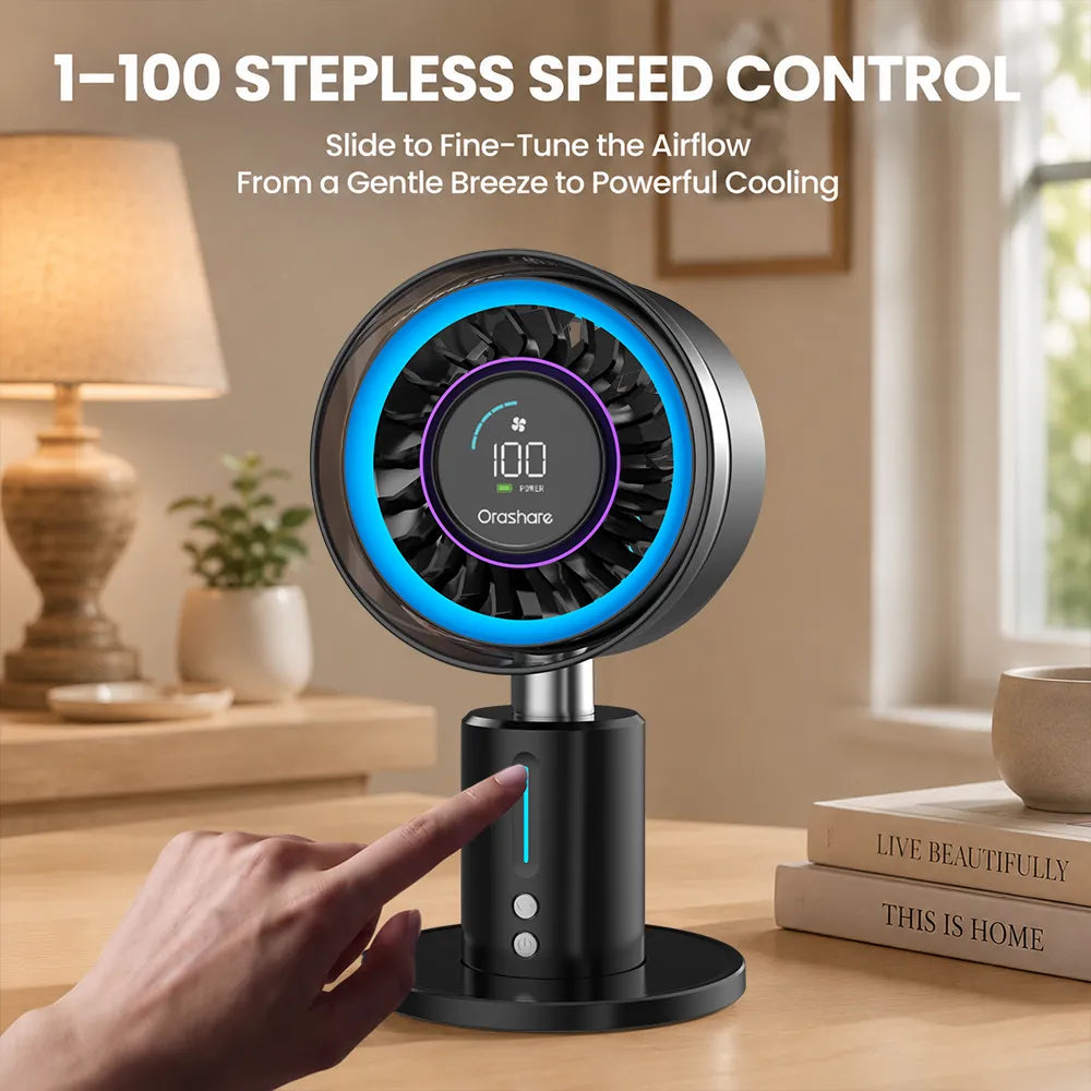 Orashare DF21 6000mAh Rechargeable Desk Fan