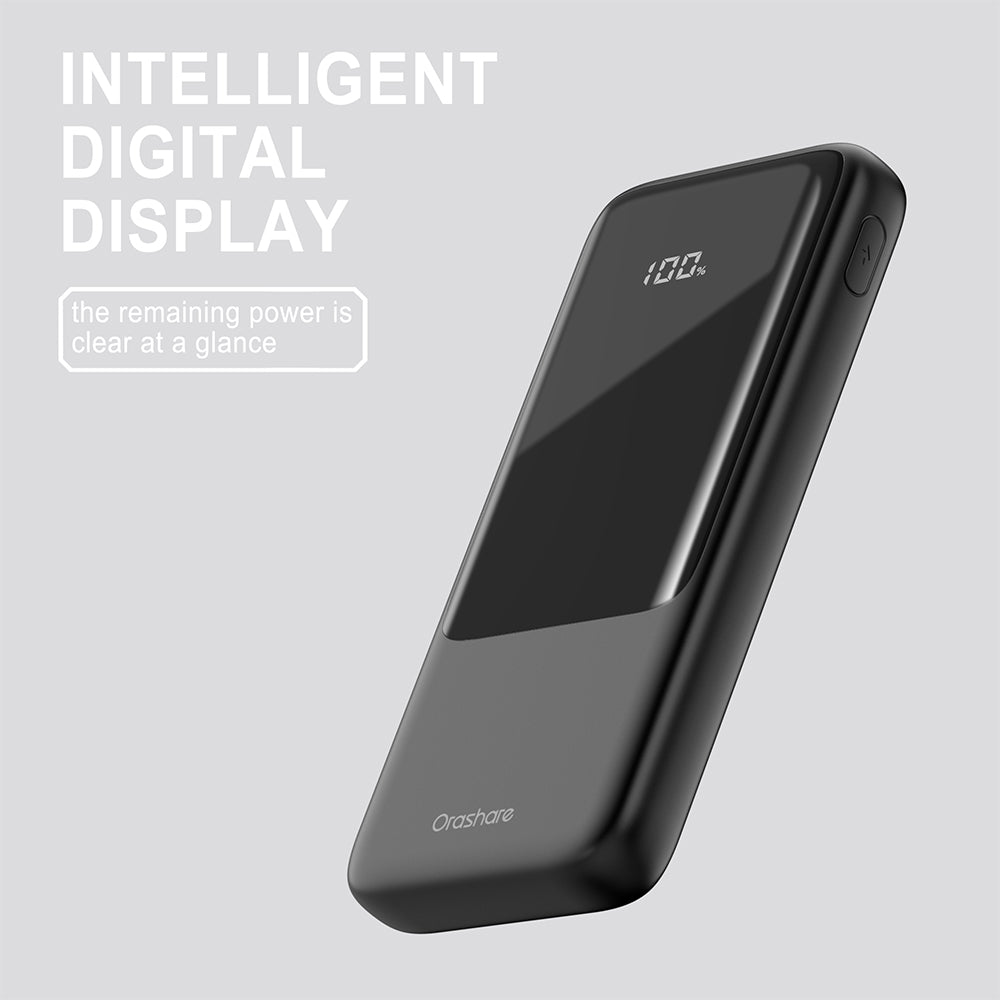 Orashare OH10 10000mAh Slim Power Bank with Built-in Cables