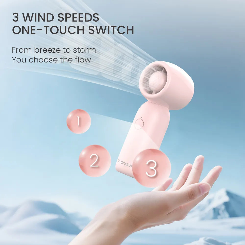 Orashare HF15 Turbo Mini Pocket Fan, 2000mAh Rechargeable Portable Cooling Fan