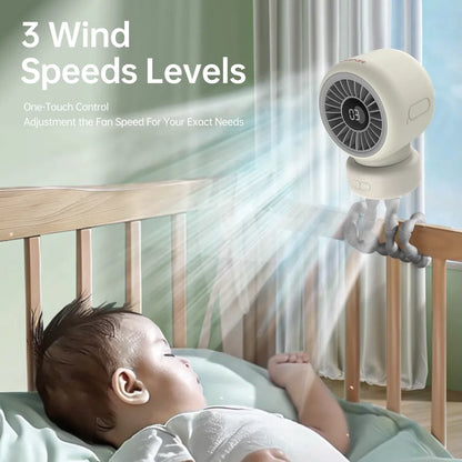Orashare OCF01 Pro 4000mAh Baby Stroller Fan, Portable Octopus Clip Fan with 3 Speeds & Auto Rotation