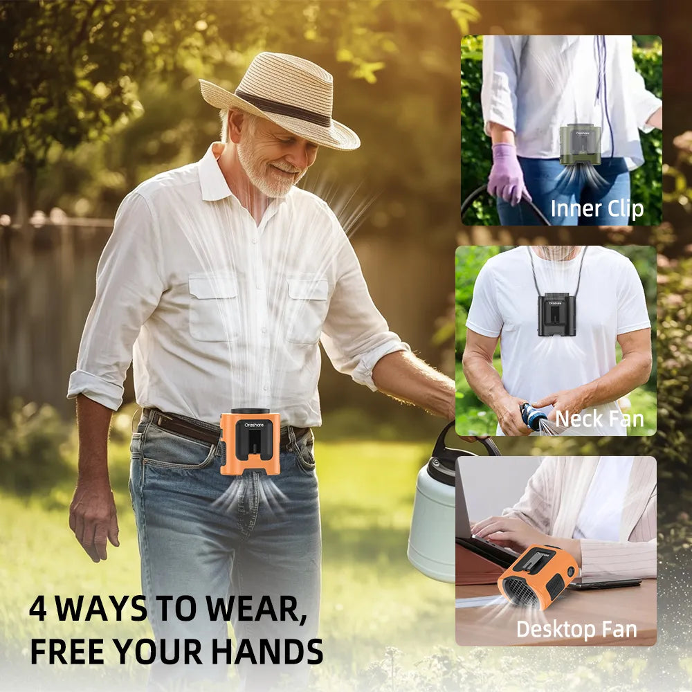 Orashare K200 Portable Waist Fan with Power Bank & LED Light