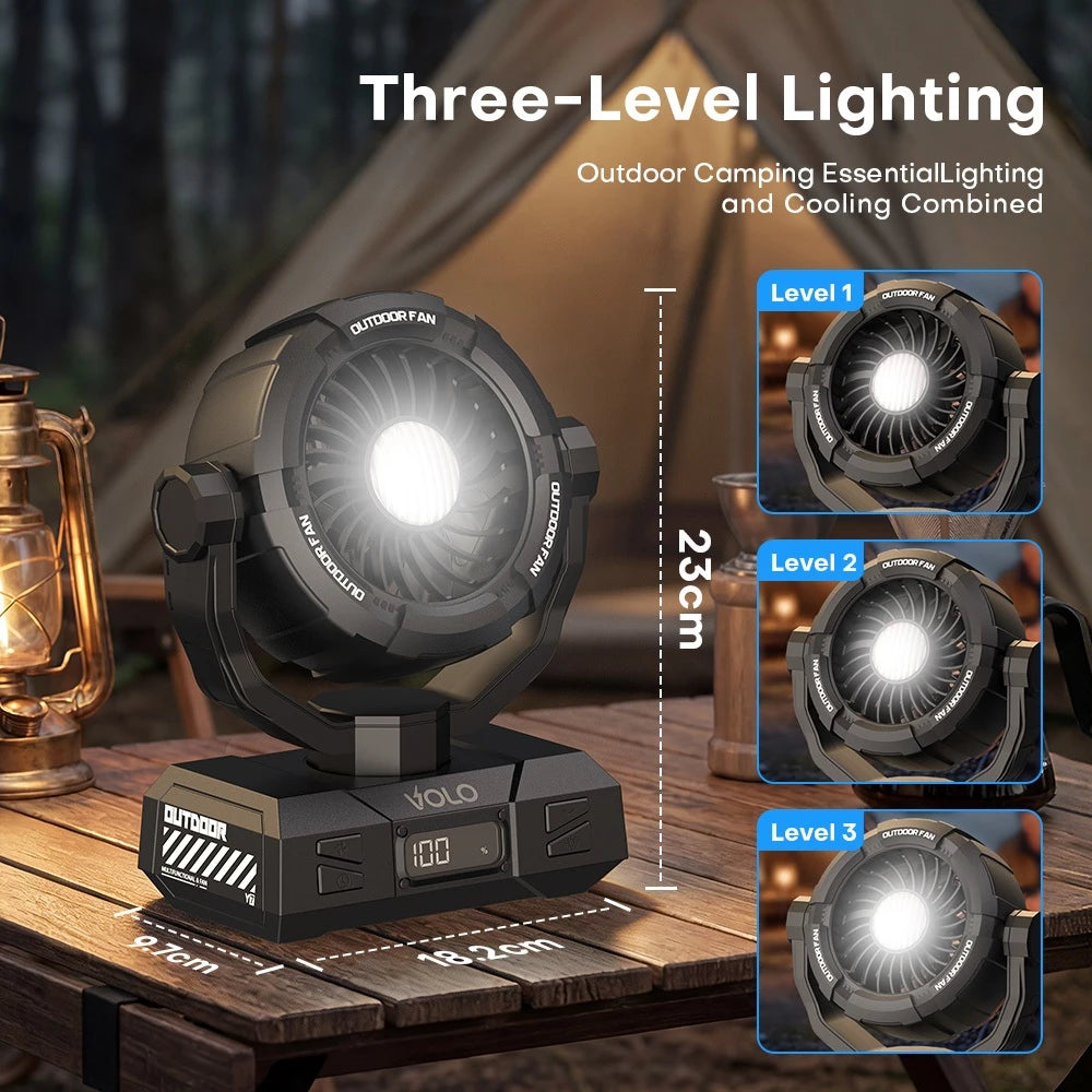 VOLO Y7 10000mAh Outdoor Camping Fan with LED Light