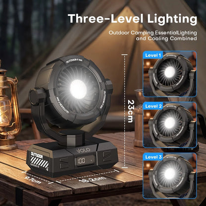 VOLO Y7 10000mAh Outdoor Camping Fan with LED Light