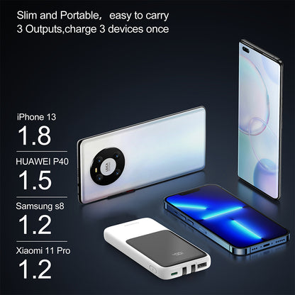 Orashare OH10 10000mAh Slim Power Bank with Built-in Cables