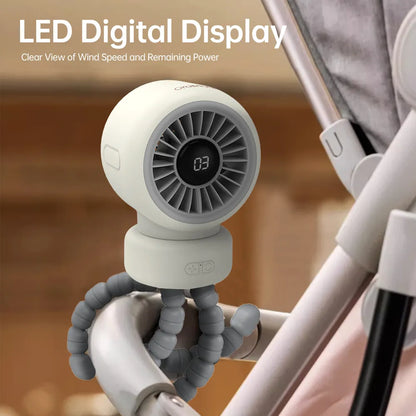 Orashare OCF01 Pro 4000mAh Baby Stroller Fan, Portable Octopus Clip Fan with 3 Speeds & Auto Rotation