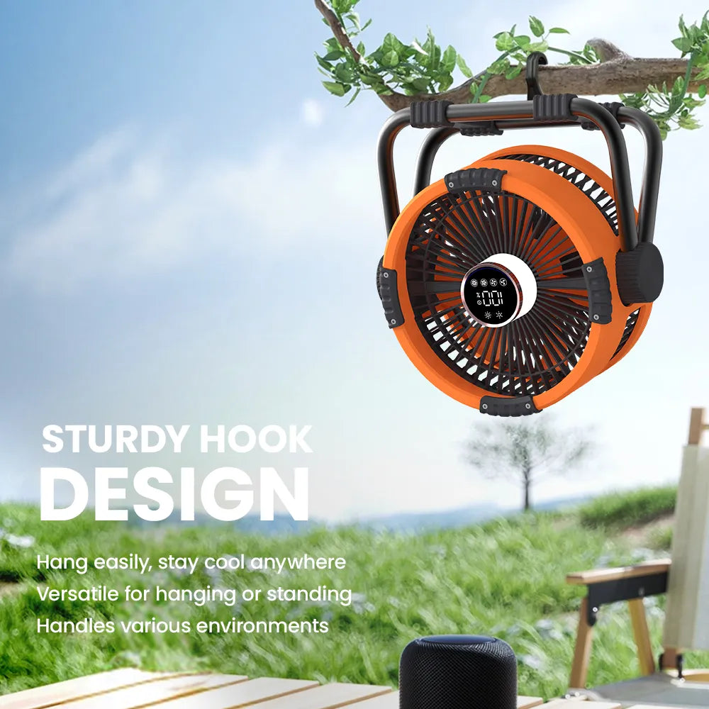 Orashare DF04 20000mAh Rechargeable Camping Fan with LED Light & Remote Control