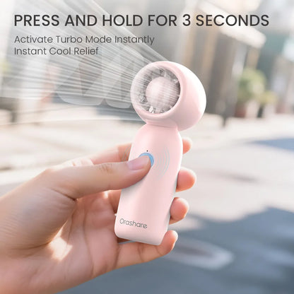 Orashare HF15 Turbo Mini Pocket Fan, 2000mAh Rechargeable Portable Cooling Fan