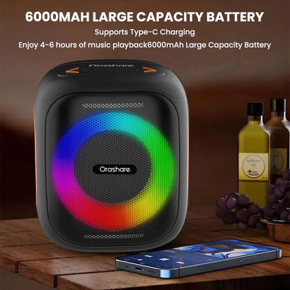 Orashare BSH03 40W Karaoke Bluetooth Speaker with Dual Wireless Microphones