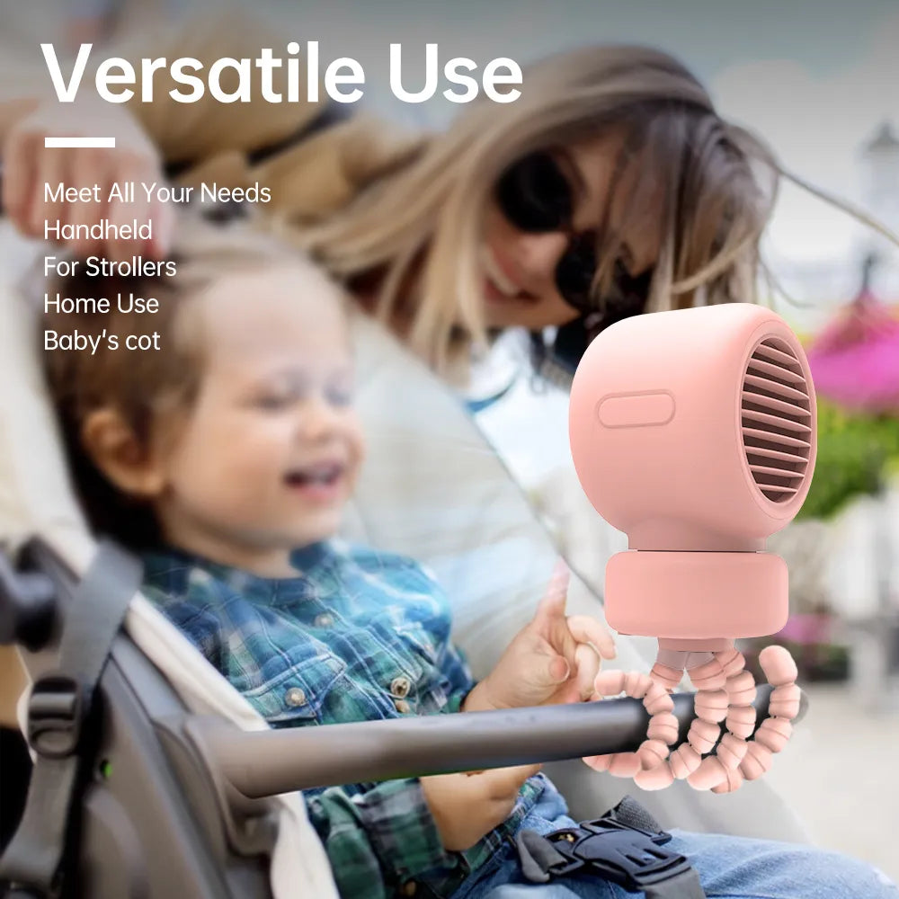 Orashare OCF01 Pro 4000mAh Baby Stroller Fan, Portable Octopus Clip Fan with 3 Speeds & Auto Rotation