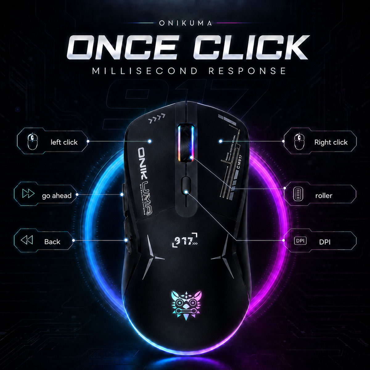 ONIKUMA CW917 Lightweight RGB Gaming Mouse