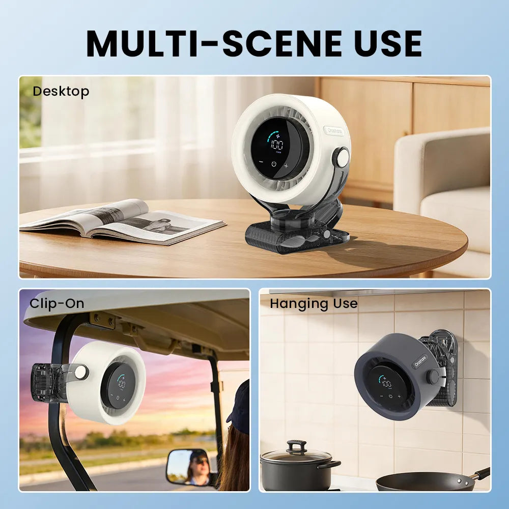 Orashare CF04 Rechargeable Clip Fan | Clip Anywhere, Stay Cool