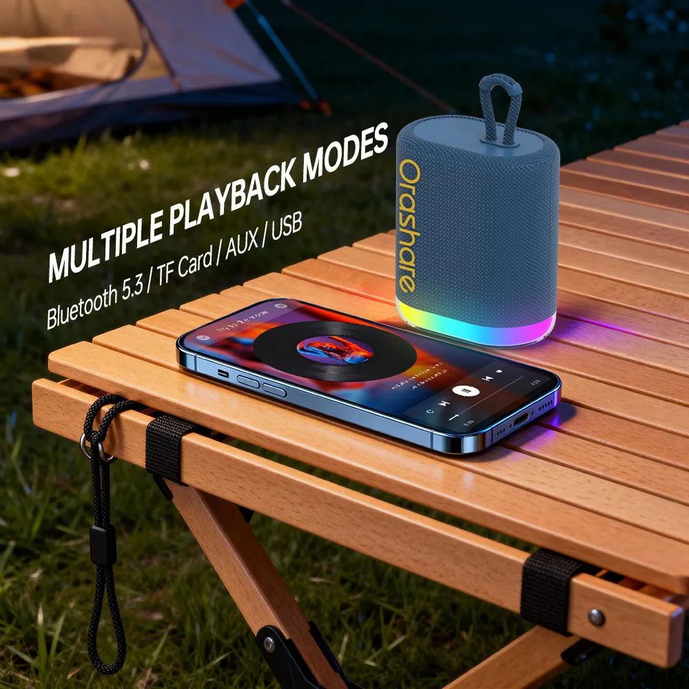 Orashare BS01 Max Portable Bluetooth 5.3 Speaker, RGB Light Wireless Subwoofer with 1500mAh Battery, 8H Playtime, TWS Pairing & Type-C Charging