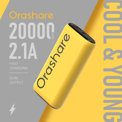Orashare O20 20000mAh Compact Power Bank – Dual USB Charging