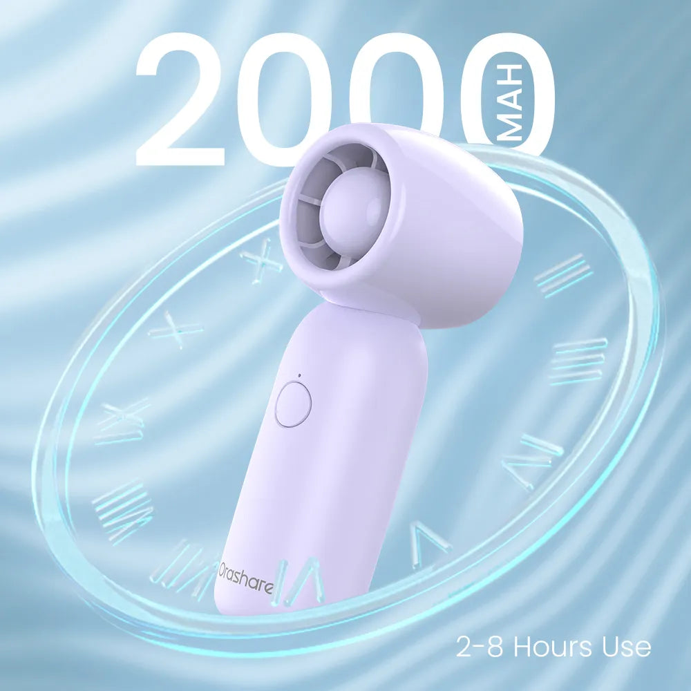 Orashare HF15 Turbo Mini Pocket Fan, 2000mAh Rechargeable Portable Cooling Fan