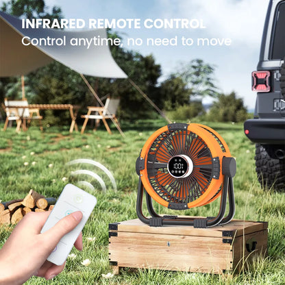 Orashare DF04 20000mAh Rechargeable Camping Fan with LED Light & Remote Control